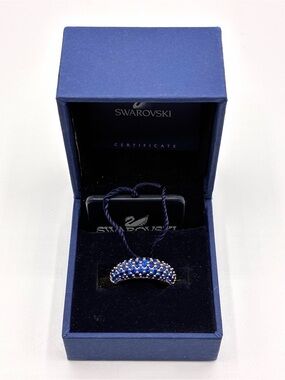 Swarovski Maeva Ring Blue Size 52 Pave Timeless Beauty Cocktail Silver Tone 5.75